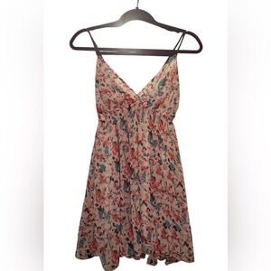 Ocean Drive Floral Spaghetti-Strap Sundress in White with Pink and Blue Accents